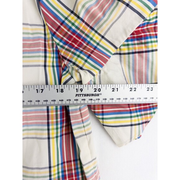 NWT $80 Talbots Blouse Womens LP Plaid V‎ Neck Ruffle Tunic Nylon Blend - Picture 6 of 8